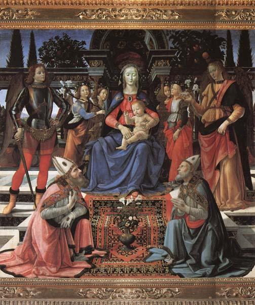 Domenicho Ghirlandaio Thronende Madonna mit den Erzengeln Michael und Raffael sowie den Bischofen Zenobius and justus oil painting picture